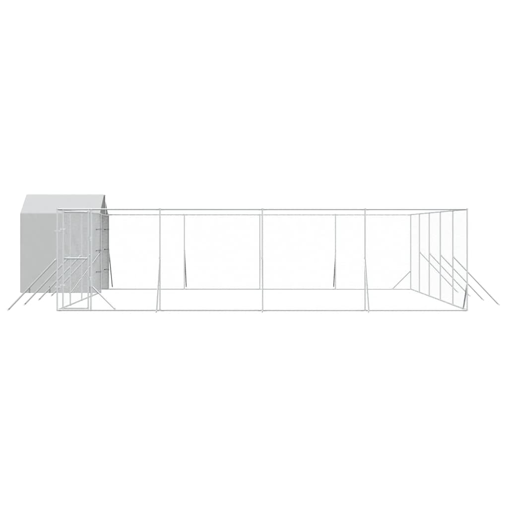 Perrera Exterior Con Techo Acero Galvanizado Plata 10x10x2,5 M_3