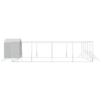 Perrera Exterior Con Techo Acero Galvanizado Plata 10x10x2,5 M_3