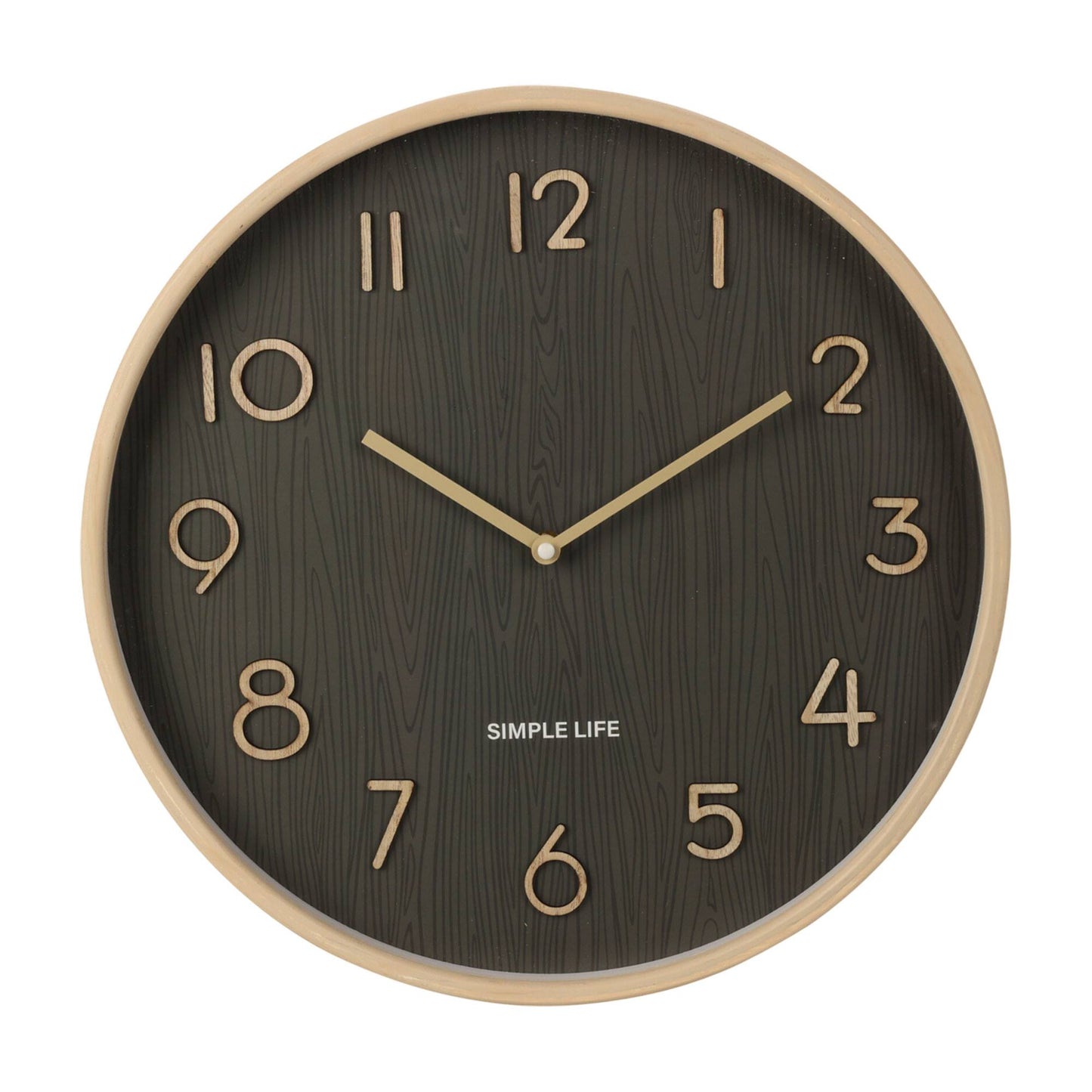 Well Home Reloj De Pared De Madera Aspecto Moderno Color Marrón Oscuro Ø38x5 Cm_0