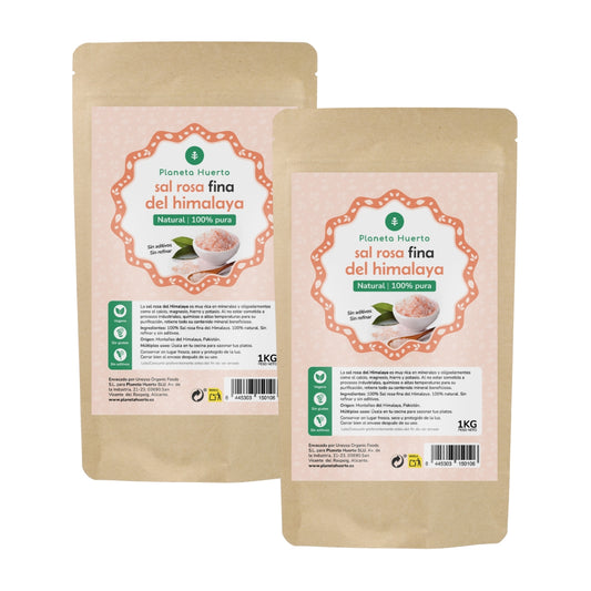 Embalagem de 2x Sal Rosa dos Himalaias ECO Planeta Huerto 1 kg