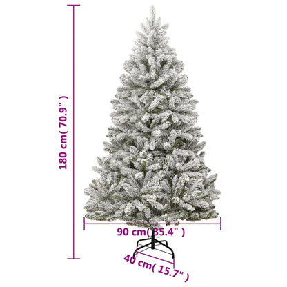 Vidaxl Árbol De Navidad Artificial Con Bisagras Y Nieve Flocada 180 Cm_2