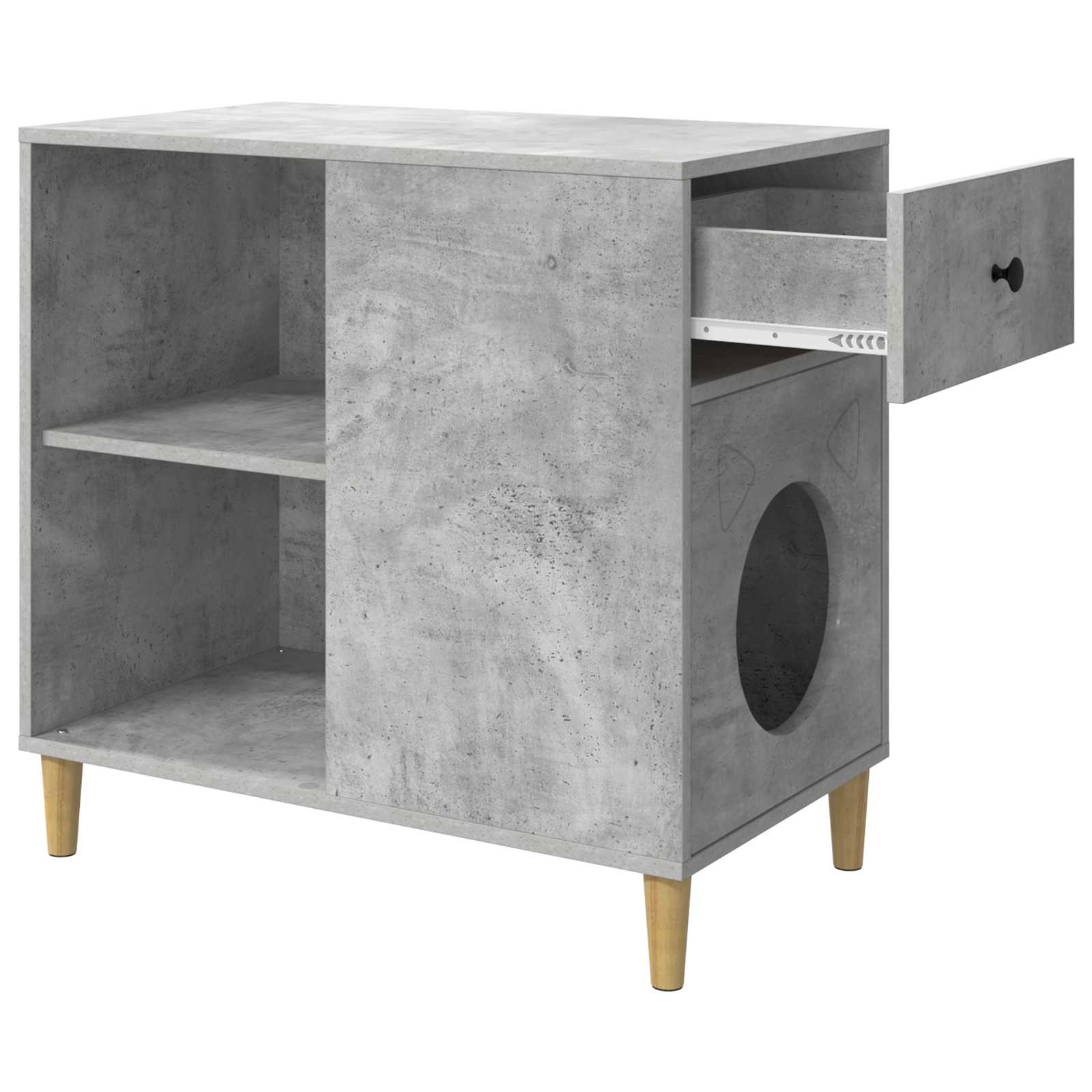 Casa Para Gatos Concreto 72 X 42.5 X 70 Cm Madera De Ingeniería_4