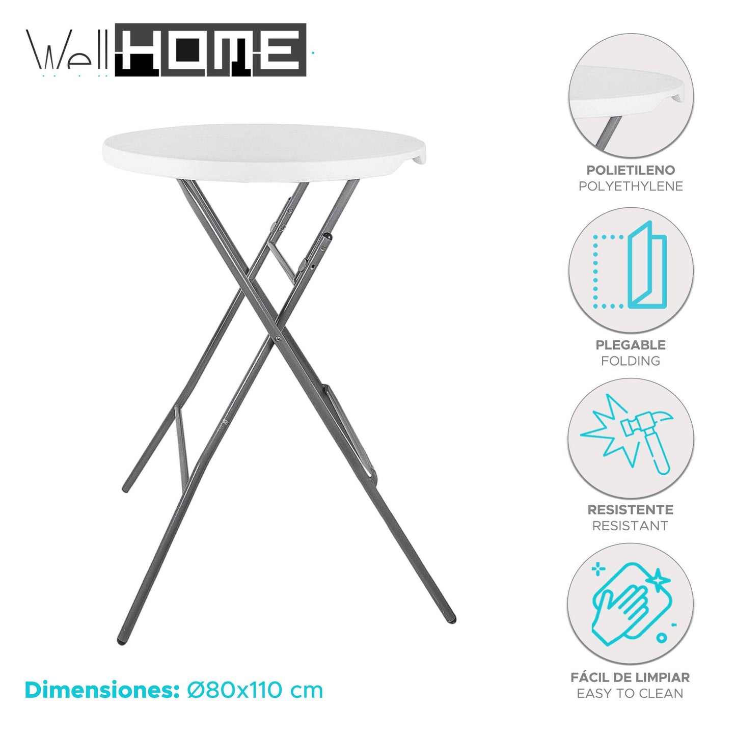 Well Home - Mesa De Bar Polietileno Ø80x110cm_1