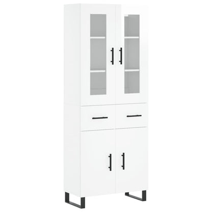 Aparador Alto Madera Contrachapada Blanco Brillo 69,5x34x180 Cm_1