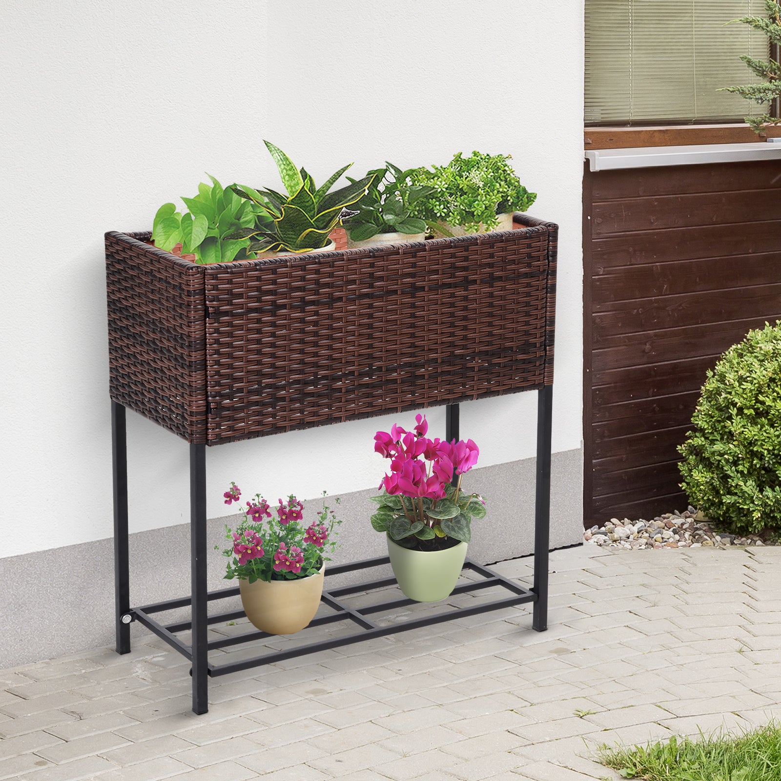 Outsunny Soporte Para Jardinera Exterior Huerto Urbano Con Estante 70x30x70 Cm_1