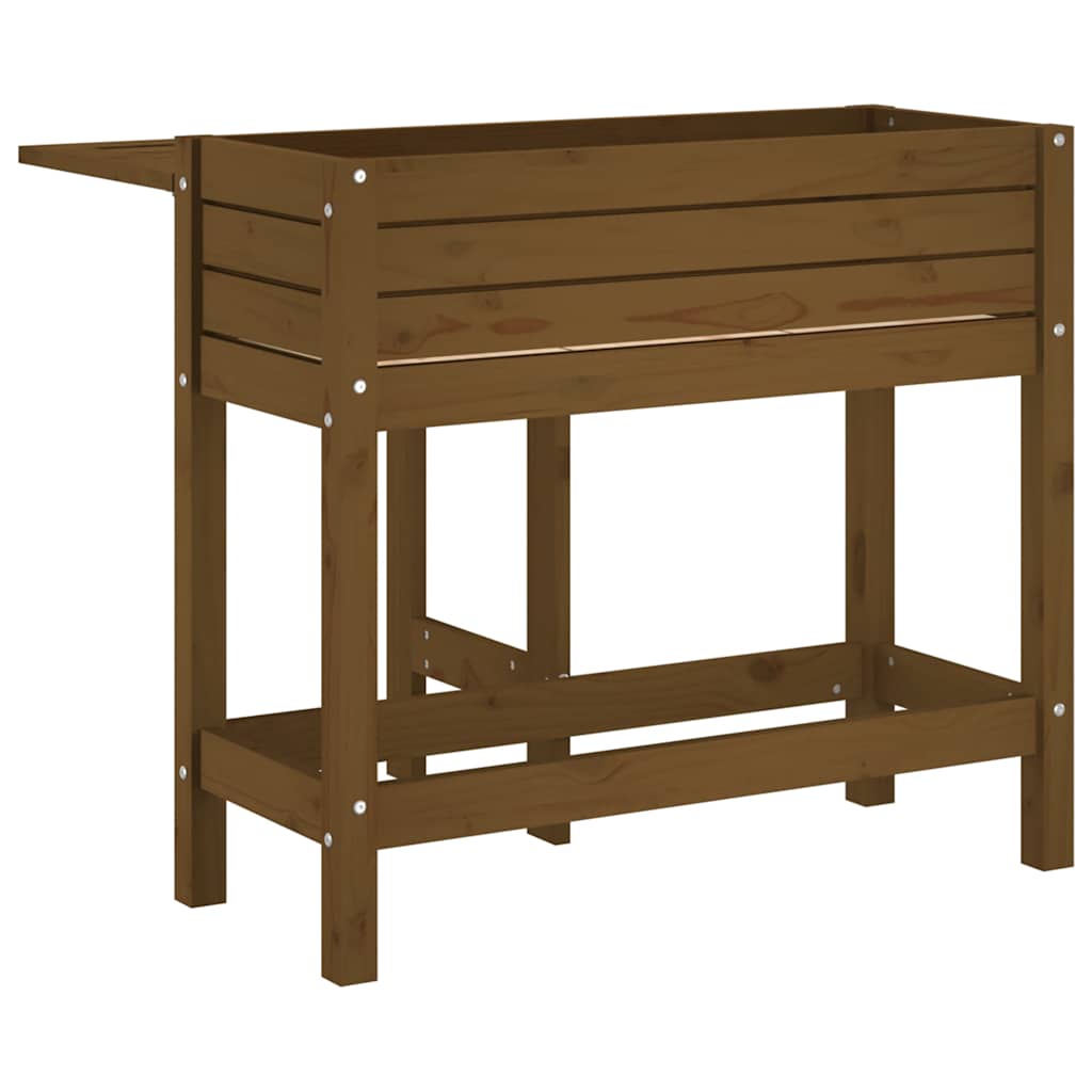 Jardinera Con Tapa Plegable Madera Maciza De Pino Marrón Miel_5