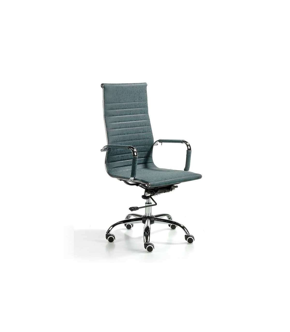 Silla Despacho Giratoria Elevable Acabado Azul Vintage, 60 Cm(ancho) 108-115 Cm(altura) 66 Cm(fondo)_0