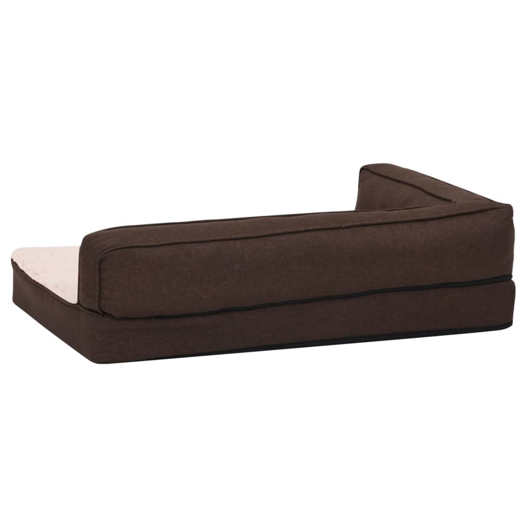 Vidaxl Colchón De Cama De Perro Ergonómico Aspecto Lino Marrón 60x42cm_4