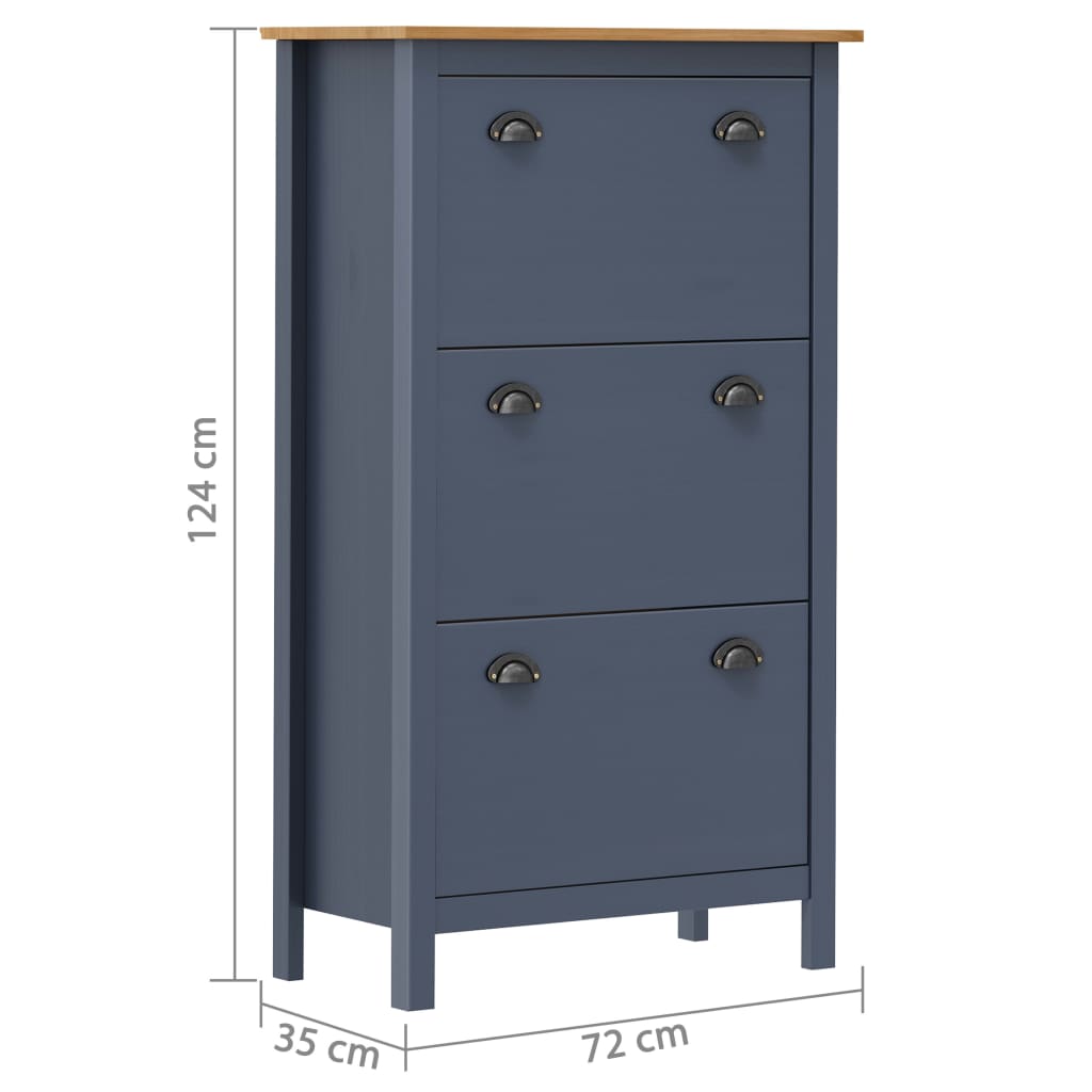 Mueble Zapatero Hill Madera Pino Gris 72x35x124 Cm / Vetonek_2