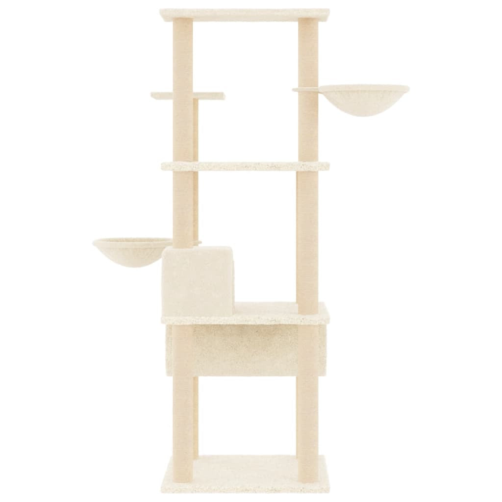 Vidaxl Rascador Para Gatos Con Postes De Sisal Color Crema 141 Cm_3
