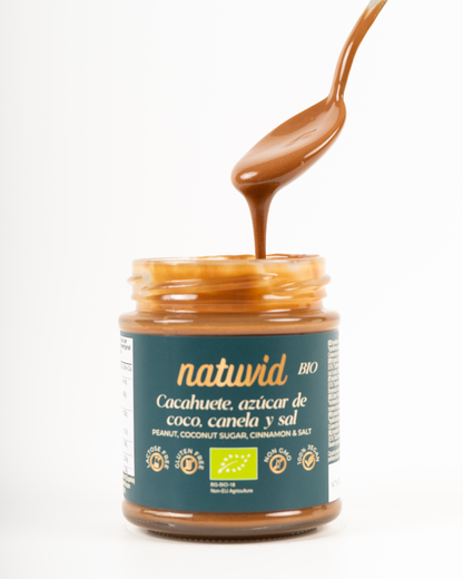 Crema de Cacahuete y canela BIO Natuvid (200g) | 100% Natural, Vegana, Sin Gluten y Sin Lactosa_1