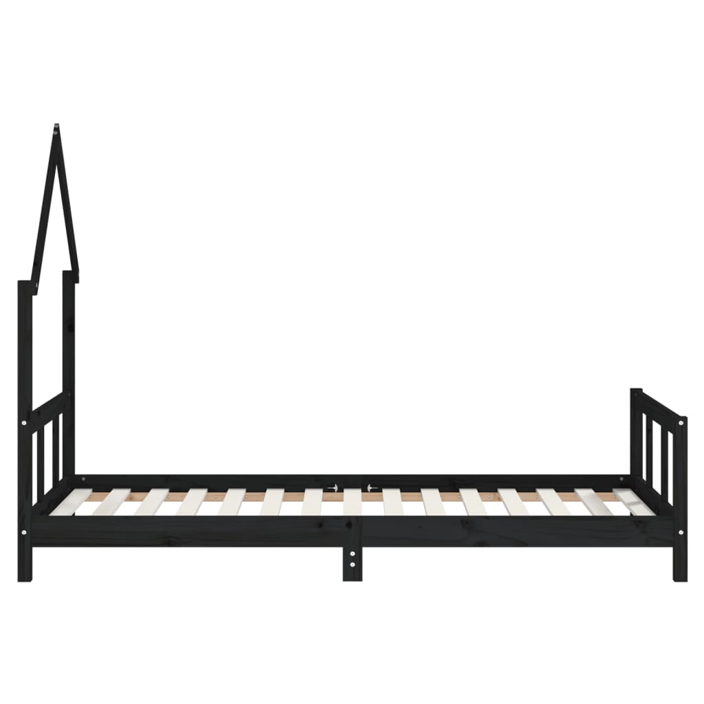 Estructura De Cama Para Niños Madera De Pino Negro 90x190 Cm / Vetonek_1