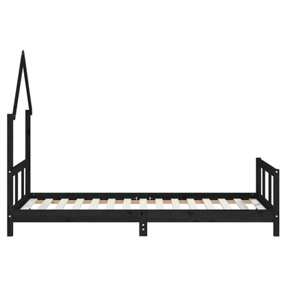 Estructura De Cama Para Niños Madera De Pino Negro 90x190 Cm / Vetonek_1
