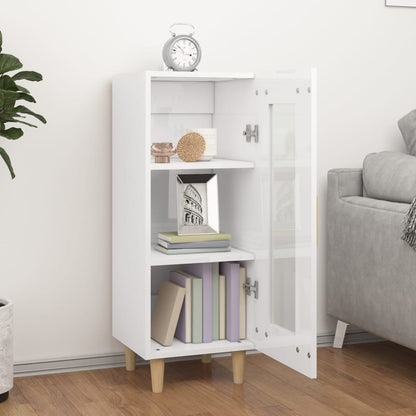 Aparador De Madera Contrachapada Blanco Brillante 34,5x34x90 Cm / Vetonek_4