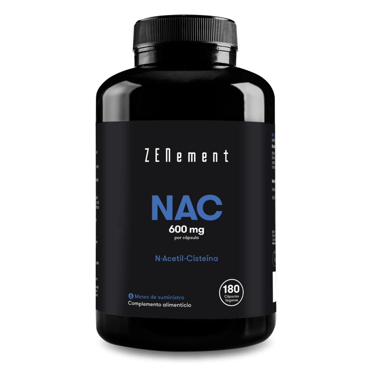 NAC N-Acetil-Cisteína, 600 mg Zenement, 180 comprimidos vegan NAC 600 mg