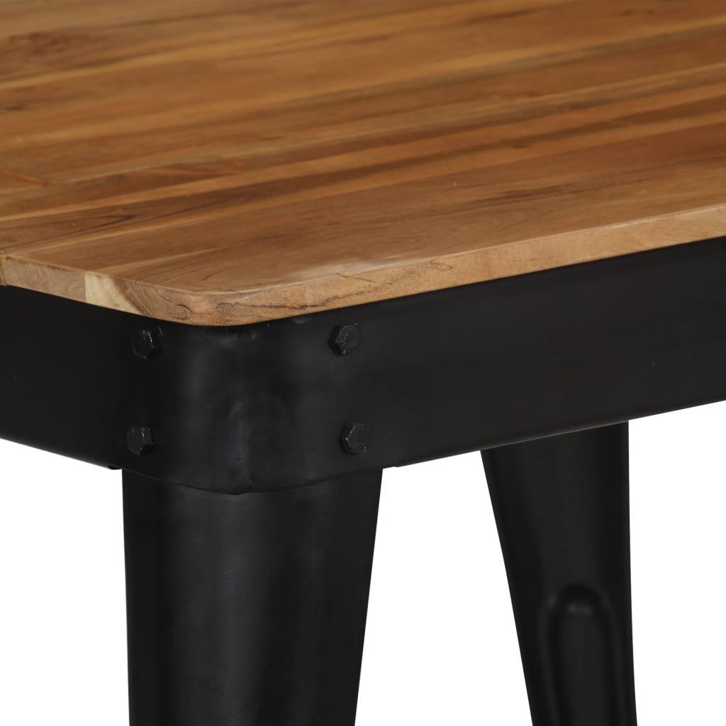 Mesa De Comedor De Madera Maciza De Acacia Y Acero 75x75x76 Cm_2