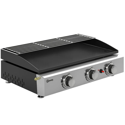 Outsunny Barbacoa De Gas Con 3 Quemadores 7,5 Kw Plancha Rejilla Calentadora_0