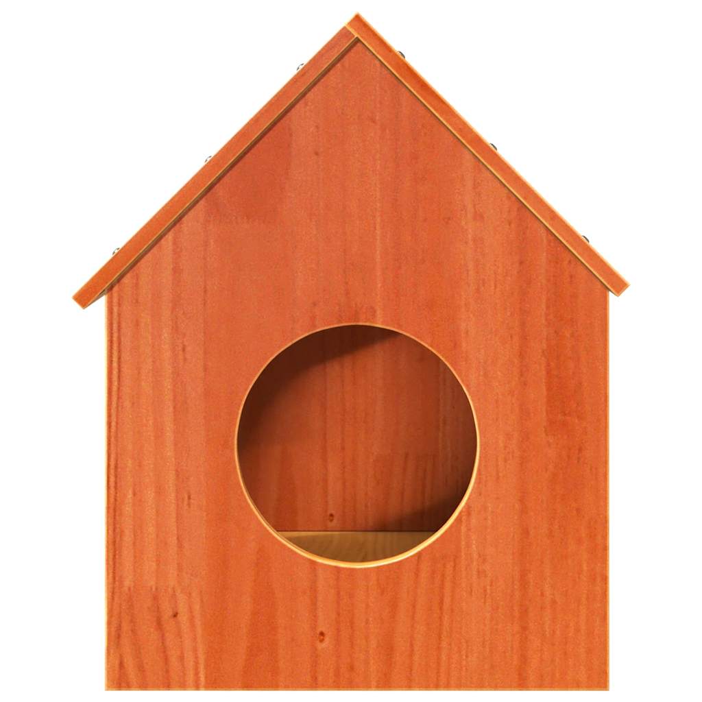 Casa Para Gatos Cera Marrón 41x50x50 Cm Madera Maciza Pino_2