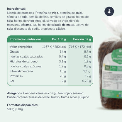 Embalagem com 3 pães proteicos Planeta Huerto 500 g 