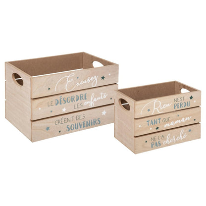 Juego De 2 Cajas De Madera Y Azul_0
