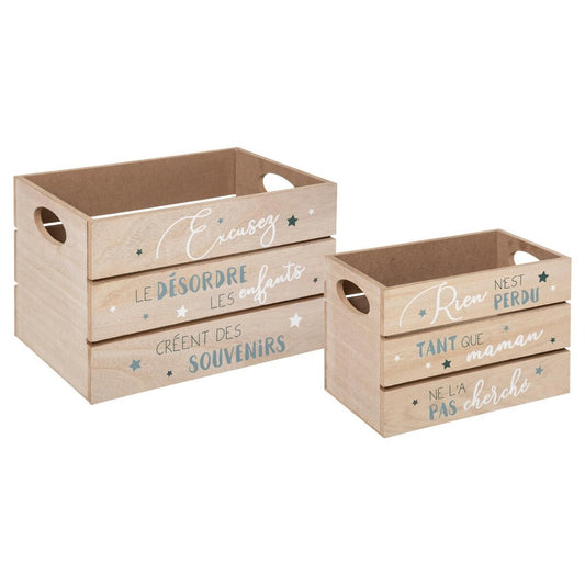 Juego De 2 Cajas De Madera Y Azul_0