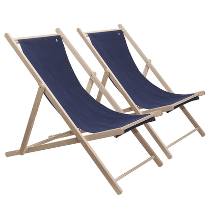 Set De 2 Hamacas Plegables De Madera De Haya, Azul Oscuro, Sin Brazos - Scalpers_0