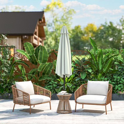 Outsunny Sombrilla De Jardín Ø230x216 Cm Con Ángulo Ajustable Crema_3