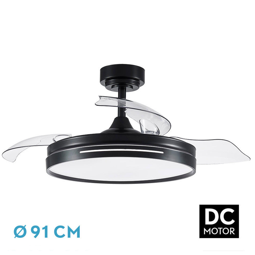 Ventilador Dc 48w Micenas Negro 3asp.91d 6velocidades 4800 Lm 3000-4000-6000k Remoto+memoria+temporizador 24_0
