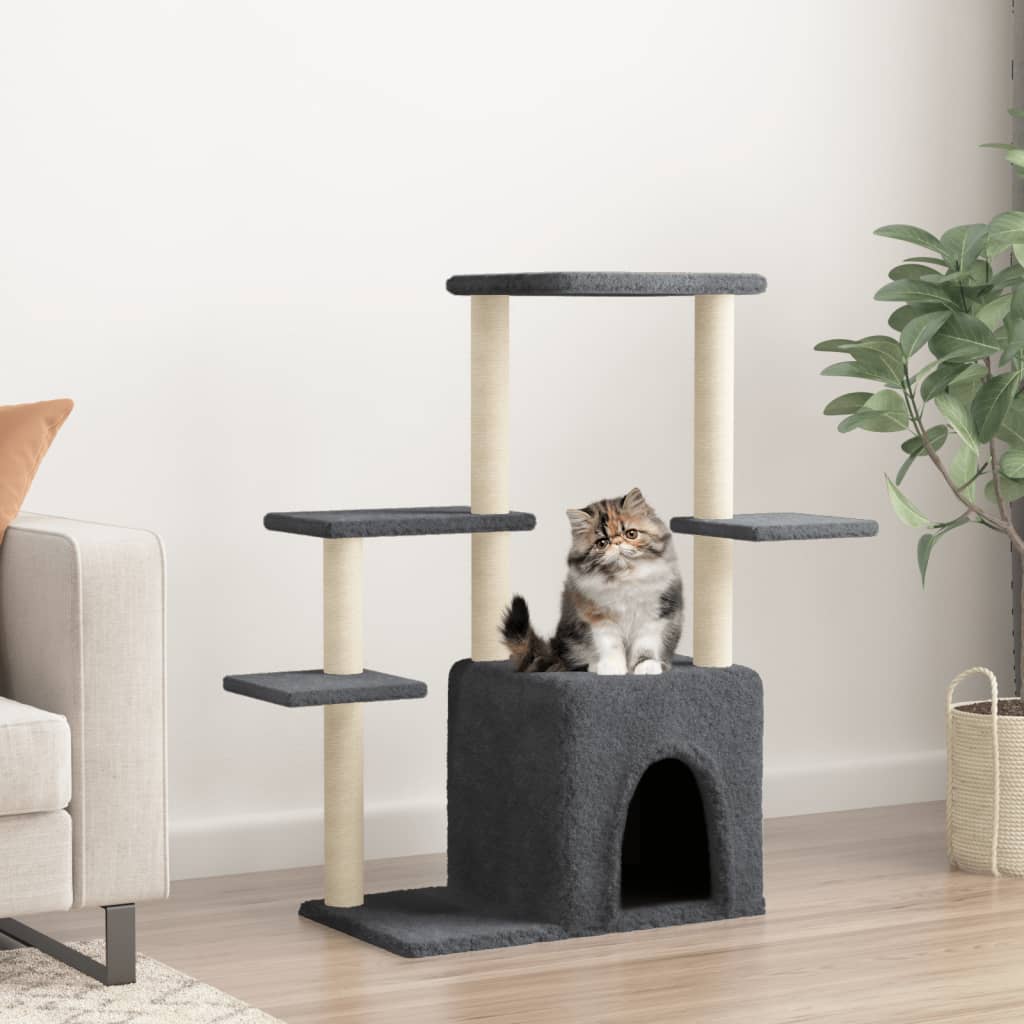 Rascador Para Gatos Con Postes De Sisal Gris Oscuro 97,5 Cm_1