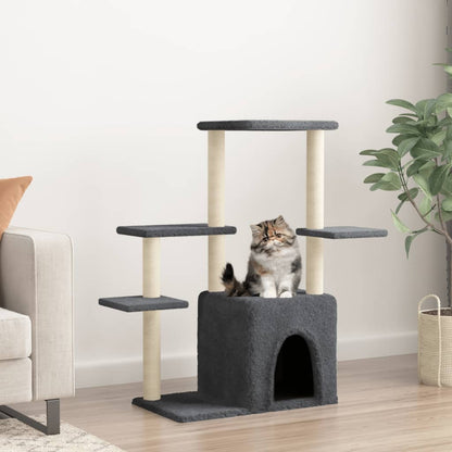 Rascador Para Gatos Con Postes De Sisal Gris Oscuro 97,5 Cm_1