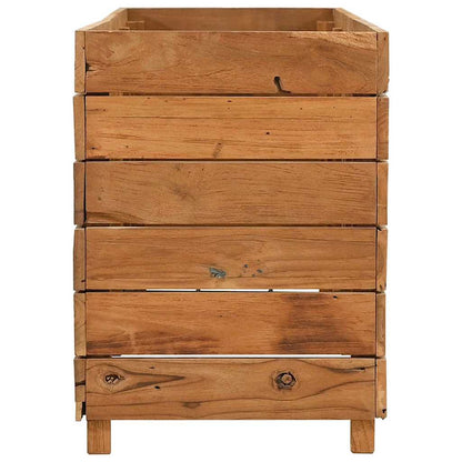 Arriate Elevado Madera De Teca Reciclada Y Acero 150x40x55 Cm_3