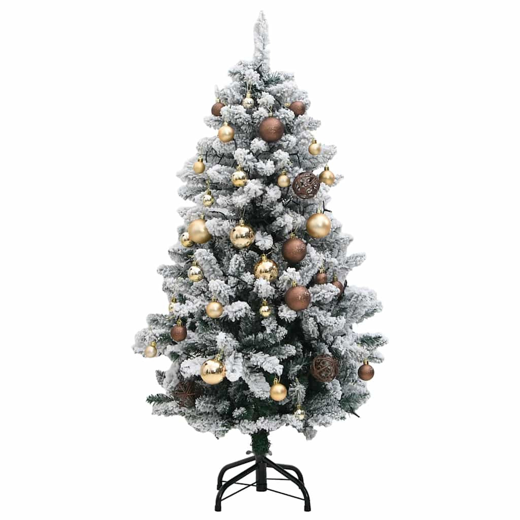 Vidaxl Árbol Navidad Artificial Con Bisagras 150 Led Y Bolas 120 Cm_3