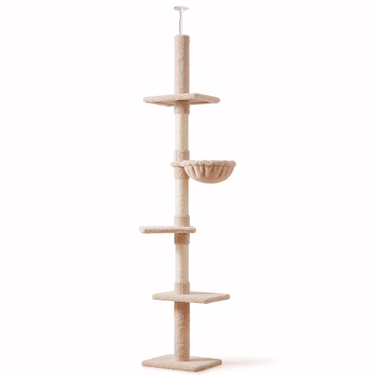 Pawhut Árbol Para Gatos De Suelo A Techo De 230-260 Cm Con Plataformas Beige_1