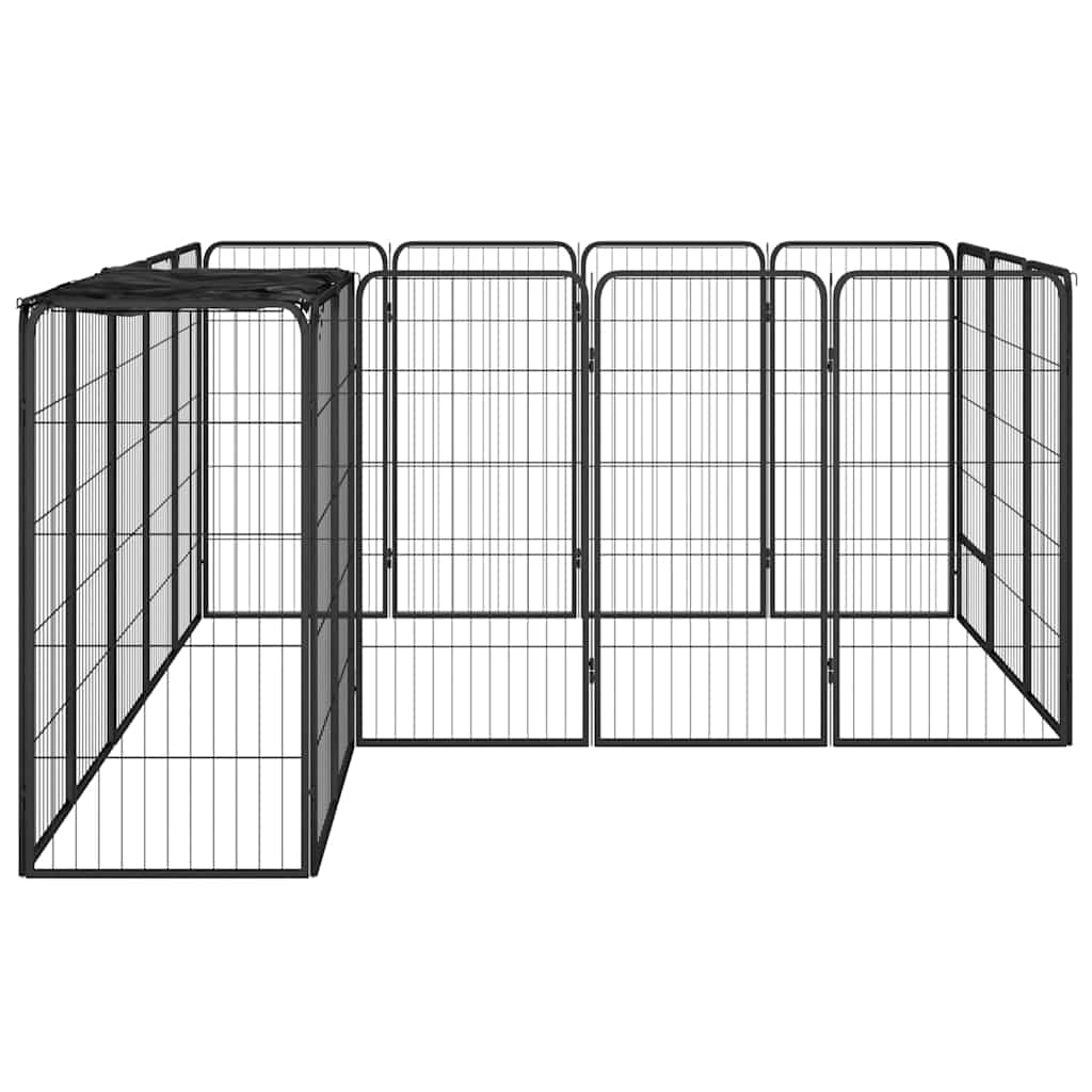 Jaula Perros 18 Paneles Acero Recubierto Polvo Negro 50x100 Cm_2