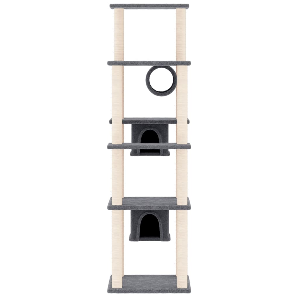 Rascador Para Gatos Con Postes De Sisal Gris Oscuro 169 Cm_2