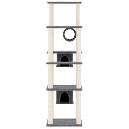 Rascador Para Gatos Con Postes De Sisal Gris Oscuro 169 Cm_2