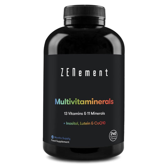 Multivitamínico, com todas as vitaminas e minerais + inositol, coenzima Q10 e luteína Zenement, 240 comprimidos