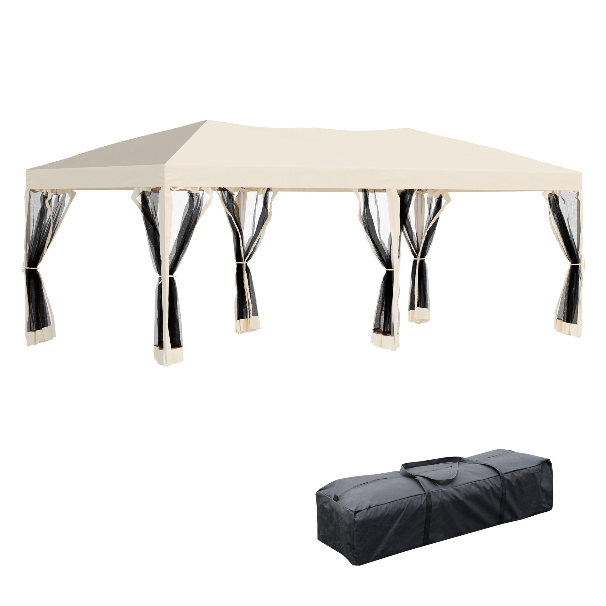 Outsunny Carpa 6x3m Plegable Gazebo Jardín Con Cortinas Mosquitera Bolsa_0