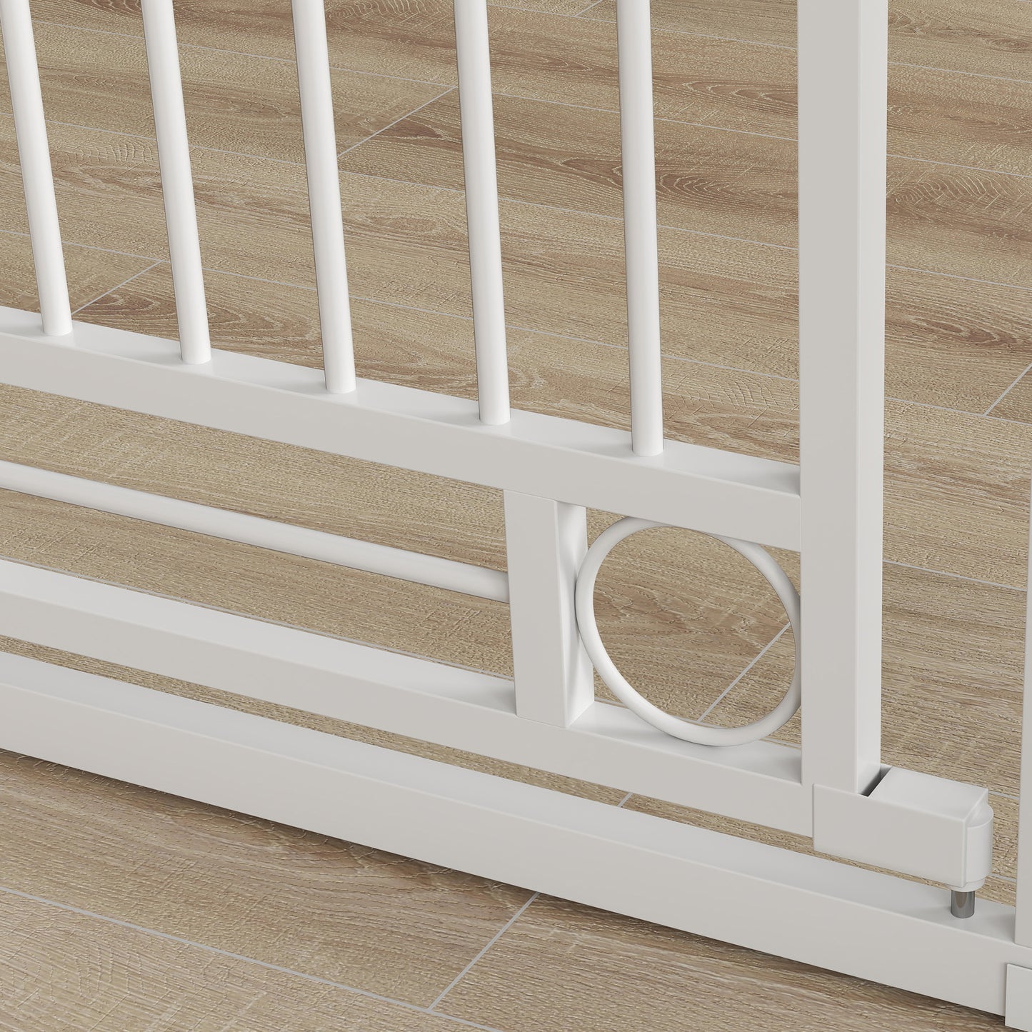 Pawhut Barrera Para Perros Con Ancho Ajustable 76-104 Cm 2 Extensiones Blanco_3