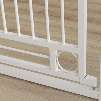 Pawhut Barrera Para Perros Con Ancho Ajustable 76-104 Cm 2 Extensiones Blanco_3
