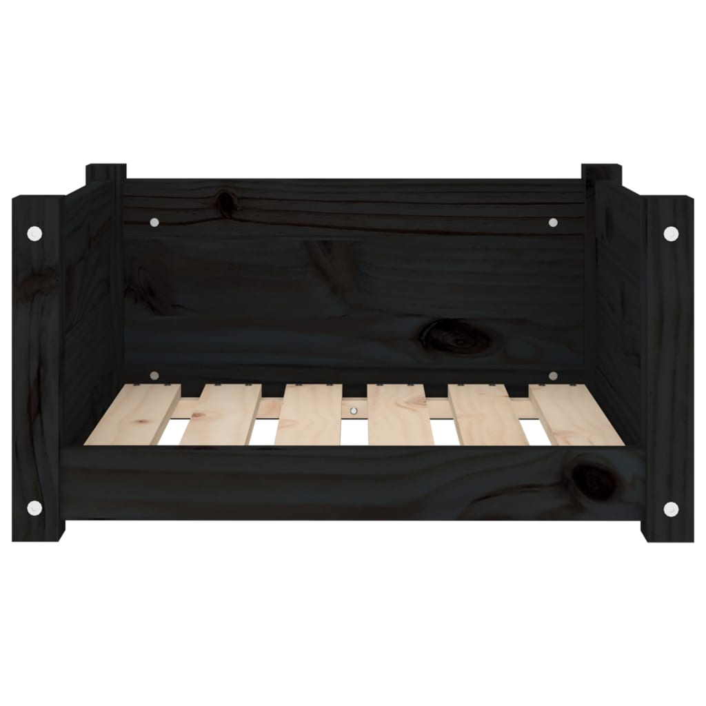 Cama Para Perros Madera Maciza De Pino Negro 55,5x45,5x28 Cm / Vetonek_4