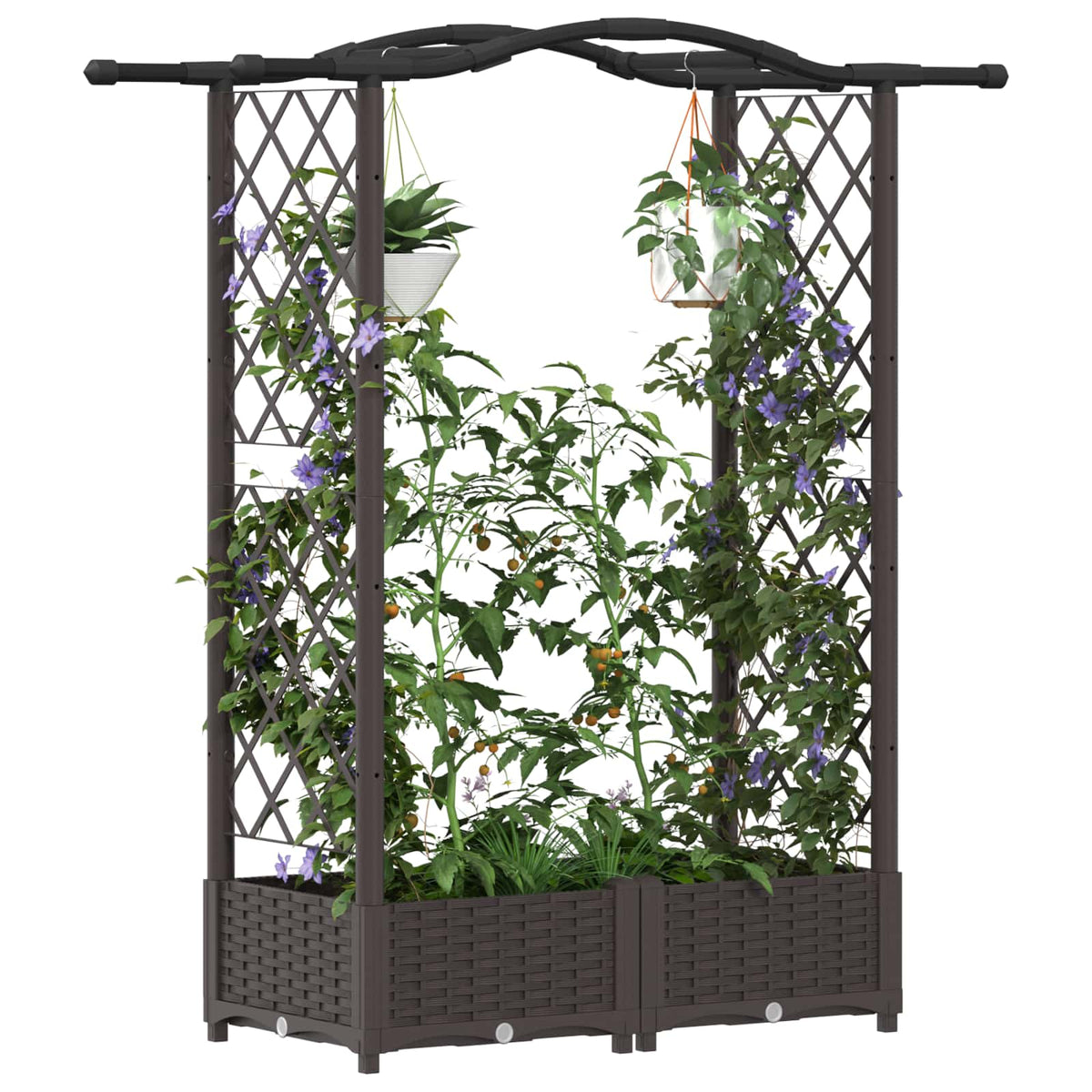 Cama Elevada Con Trellis Y Techo Marrón 124 X 40 X 123 Cm Pp_2