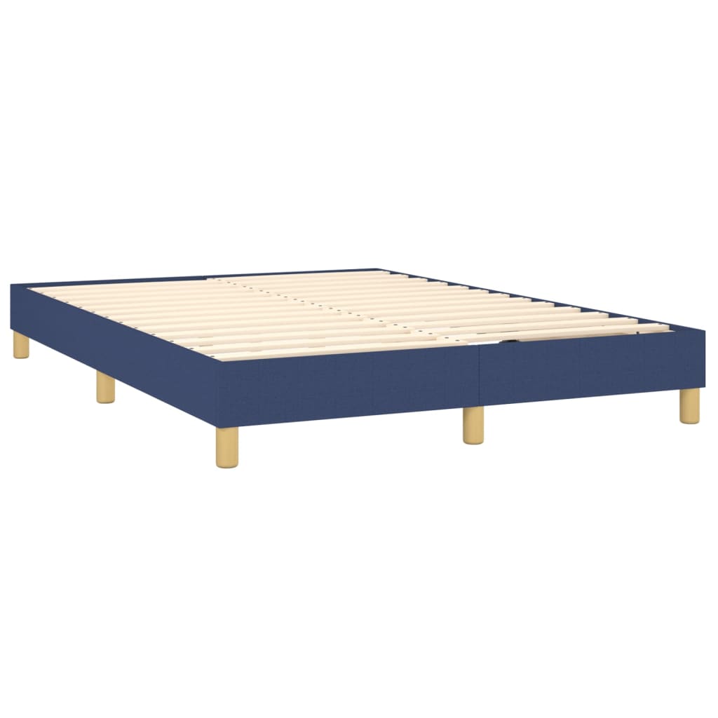 Cama Box Spring Colchón Y Luces Led Tela Azul 140x190 Cm / Vetonek_5
