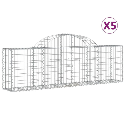 Cestas De Gaviones 5 Uds Forma De Arco Hierro 200x30x60/80 Cm_0