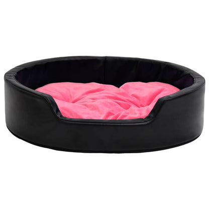 Vidaxl Cama De Perros Felpa Y Cuero Sintético Negro Y Rosa 99x89x21 Cm_5