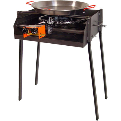 Churrasqueira quadrada com suporte para paella e grelha galvanizada da Imex El Zorro