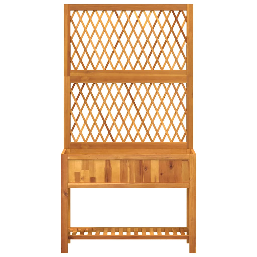 Jardinera Con Enrejado Y Estante Acacia Maciza 100x32x185 Cm_3