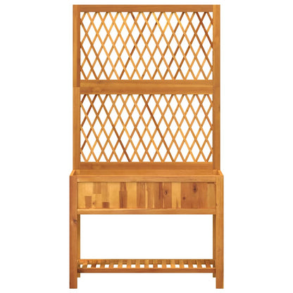 Jardinera Con Enrejado Y Estante Acacia Maciza 100x32x185 Cm_3