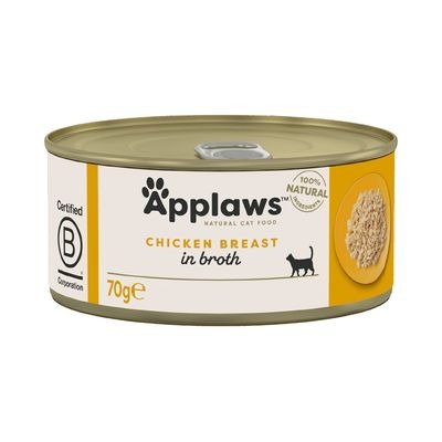 Applaws Cat 70g Ração Húmida Natural para Gatos Sem Grão, Peito de Frango em Lata