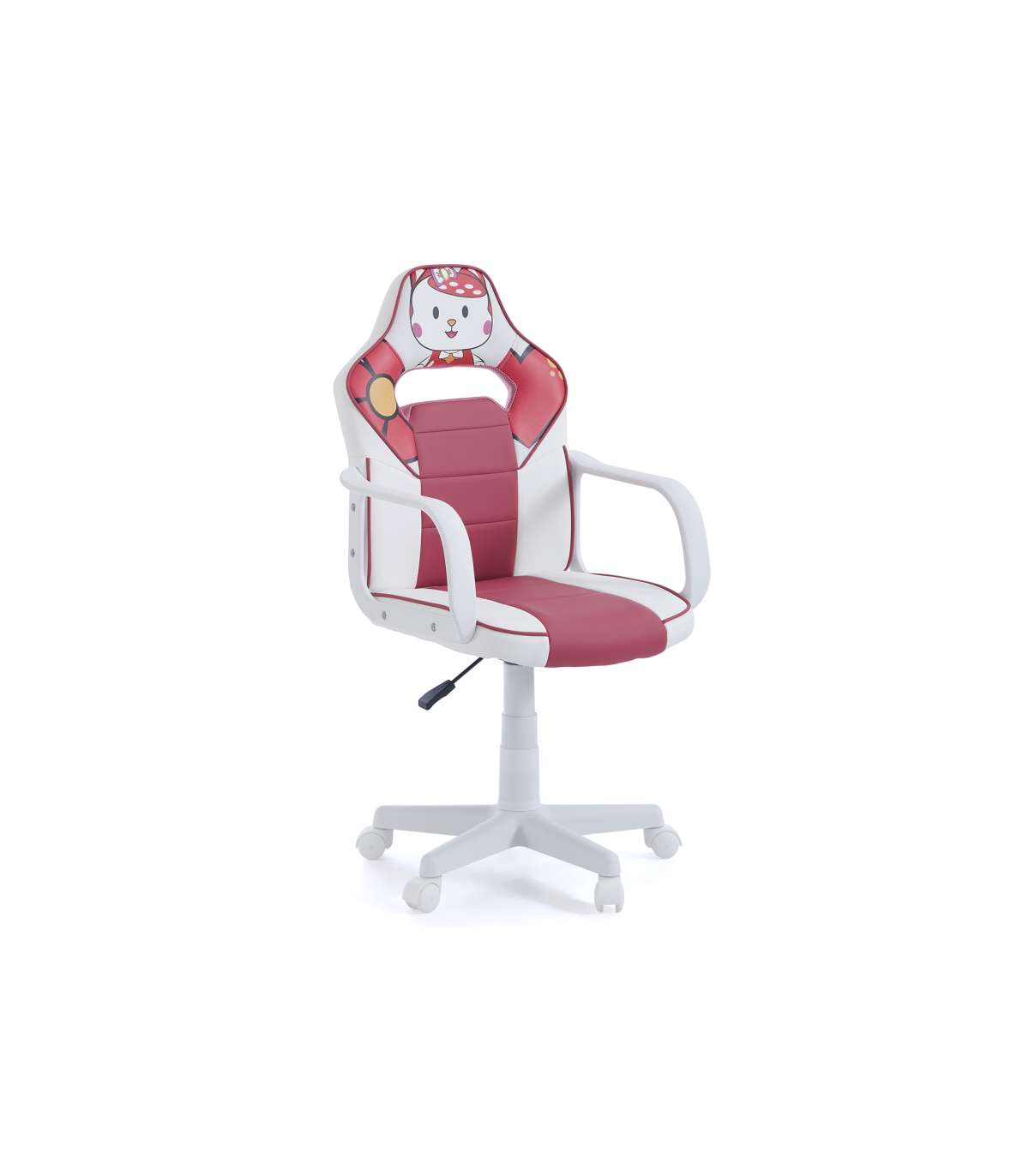 Sillon Giratorio Xtr Junior Mina Regulable En Altura En Símil Piel Blanco/rosa, 98-108 Cm_4